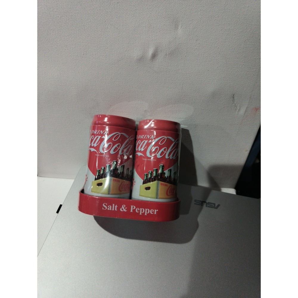 Coca Cola Salt and Pepper Set with Holder, Red Sealed